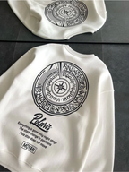 Kışlık Bisiklet Yaka Ön Ve Arka Baskılı SweatShirt Beyaz