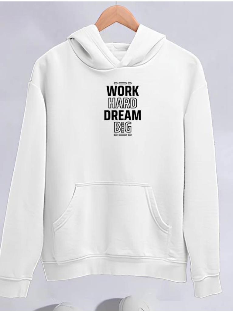 Kışlık Üç İplik Kapşonlu SweatShirt Beyaz