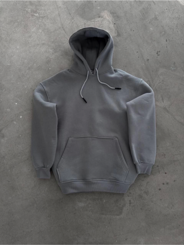 Kapşonlu Üç İplik Penye Basic SweatShirt Boyalı