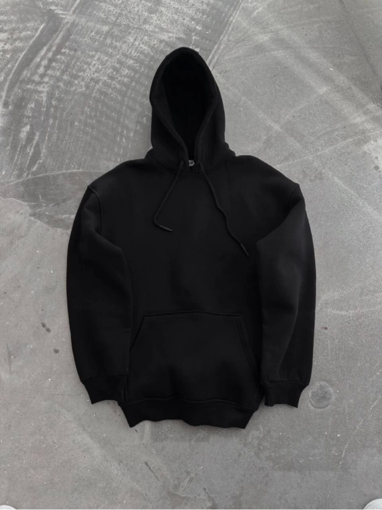 Kapşonlu Üç İplik Penye Basic SweatShirt Boyalı