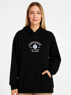 Üç İplik Kapşonlu ön ve Arka Baskılı SweatShirt hoodie Siyah