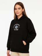 Üç İplik Kapşonlu ön ve Arka Baskılı SweatShirt hoodie Siyah